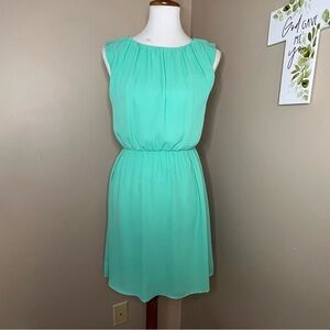 Dina Be Pleated Sleeveless Dress Teal Size Small